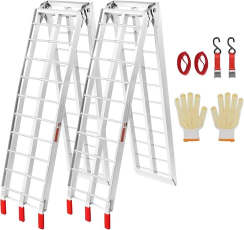 VEVOR Motorcycle Ramps, 750lbs Folding Loading Ramps for Pickup Trucks Bed, Trailers Ramp with Load Straps for Motorcycle, Dirt Bike, UTV, Lawn Mower, Truck, Snowblower, Cargo Trailer, 89"L x 12"W,1Pc in Saudi Arabia