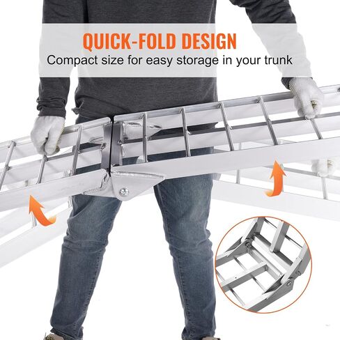 VEVOR Motorcycle Ramps, 750lbs Folding Loading Ramps for Pickup Trucks Bed, Trailers Ramp with Load Straps for Motorcycle, Dirt Bike, UTV, Lawn Mower, Truck, Snowblower, Cargo Trailer, 89"L x 12"W,1Pc in Saudi Arabia