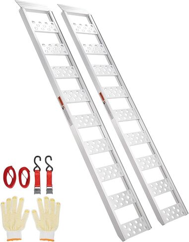 VEVOR Motorcycle Ramps, 750lbs Folding Loading Ramps for Pickup Trucks Bed, Trailers Ramp with Load Straps for Motorcycle, Dirt Bike, UTV, Lawn Mower, Truck, Snowblower, Cargo Trailer, 89"L x 12"W,1Pc in Saudi Arabia