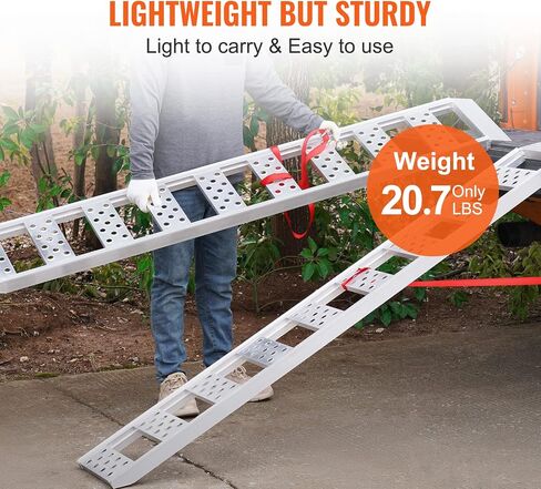 VEVOR Motorcycle Ramps, 750lbs Folding Loading Ramps for Pickup Trucks Bed, Trailers Ramp with Load Straps for Motorcycle, Dirt Bike, UTV, Lawn Mower, Truck, Snowblower, Cargo Trailer, 89"L x 12"W,1Pc in Saudi Arabia