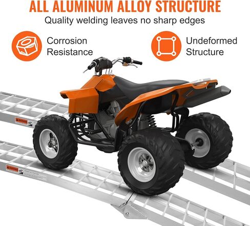 VEVOR Motorcycle Ramps, 750lbs Folding Loading Ramps for Pickup Trucks Bed, Trailers Ramp with Load Straps for Motorcycle, Dirt Bike, UTV, Lawn Mower, Truck, Snowblower, Cargo Trailer, 89"L x 12"W,1Pc in Saudi Arabia