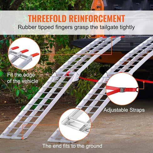 VEVOR Motorcycle Ramps, 750lbs Folding Loading Ramps for Pickup Trucks Bed, Trailers Ramp with Load Straps for Motorcycle, Dirt Bike, UTV, Lawn Mower, Truck, Snowblower, Cargo Trailer, 89"L x 12"W,1Pc in Saudi Arabia