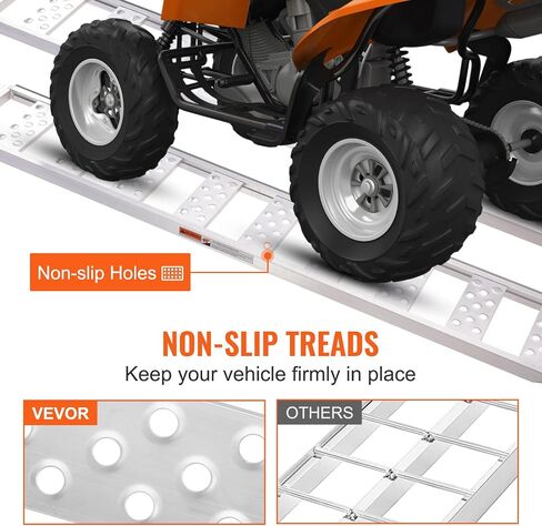 VEVOR Motorcycle Ramps, 750lbs Folding Loading Ramps for Pickup Trucks Bed, Trailers Ramp with Load Straps for Motorcycle, Dirt Bike, UTV, Lawn Mower, Truck, Snowblower, Cargo Trailer, 89"L x 12"W,1Pc in Saudi Arabia