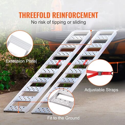 VEVOR Motorcycle Ramps, 750lbs Folding Loading Ramps for Pickup Trucks Bed, Trailers Ramp with Load Straps for Motorcycle, Dirt Bike, UTV, Lawn Mower, Truck, Snowblower, Cargo Trailer, 89"L x 12"W,1Pc in Saudi Arabia