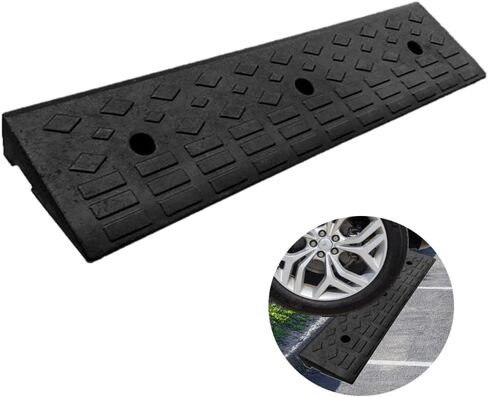 Nisorpa 5" Rubber Curb Ramps 10 Ton Heavy Duty Loading Driveway Ramps with 4 Expansion Screws, Wheelchair Threshold Non-Slip Ramp for Trucks Cars Motorhome Forklifts, 39.3x11.8x5 Inch (Black+Yellow) in Saudi Arabia