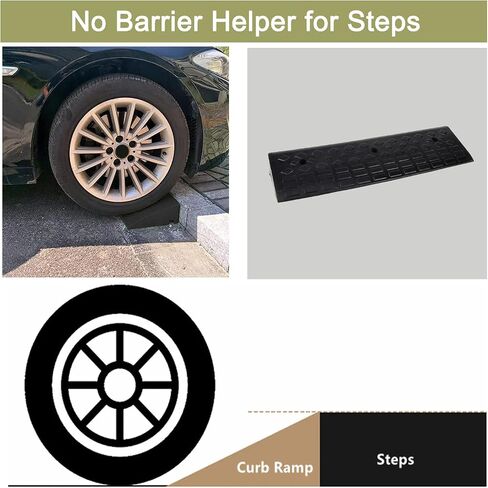 Nisorpa 5" Rubber Curb Ramps 10 Ton Heavy Duty Loading Driveway Ramps with 4 Expansion Screws, Wheelchair Threshold Non-Slip Ramp for Trucks Cars Motorhome Forklifts, 39.3x11.8x5 Inch (Black+Yellow) in Saudi Arabia