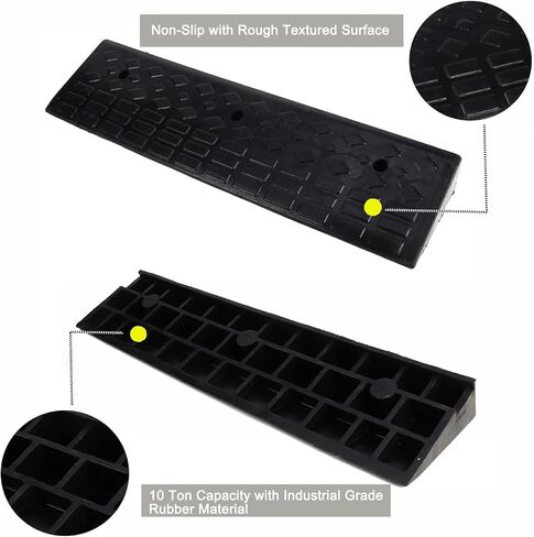 Nisorpa 5" Rubber Curb Ramps 10 Ton Heavy Duty Loading Driveway Ramps with 4 Expansion Screws, Wheelchair Threshold Non-Slip Ramp for Trucks Cars Motorhome Forklifts, 39.3x11.8x5 Inch (Black+Yellow) in Saudi Arabia