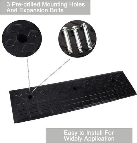 Nisorpa 5" Rubber Curb Ramps 10 Ton Heavy Duty Loading Driveway Ramps with 4 Expansion Screws, Wheelchair Threshold Non-Slip Ramp for Trucks Cars Motorhome Forklifts, 39.3x11.8x5 Inch (Black+Yellow) in Saudi Arabia