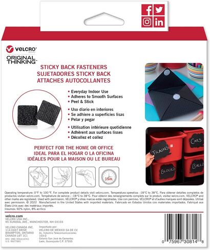 VELCRO Brand Adhesive Squares, 100pk 7/8" White, Mounting Tape for Office Organization, Laminated Signs Classroom Décor in Saudi Arabia