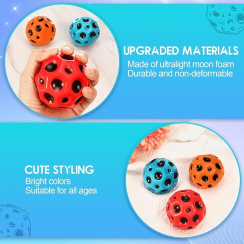 كرة الفضاء، كرة عالية الارتداد على شكل قمر، تحسن التنسيق بين اليد والعين، سهلة الإمساك والإمساك، والتي يستخدمها الرياضيون ككرة تدريب رياضية، كرة فضاء رائعة (3 قطع) in Kuwait