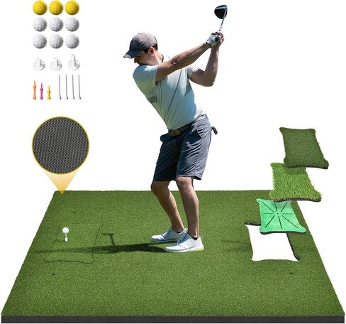 ‎بساط ضرب الجولف DWVO مع بساط جولف PRO مقاس 5 × 4 قدم يتضمن 4 حشوات قابلة للتبديل 31 مم حصير تدريب الجولف قاعدة مضادة للانزلاق in Kuwait