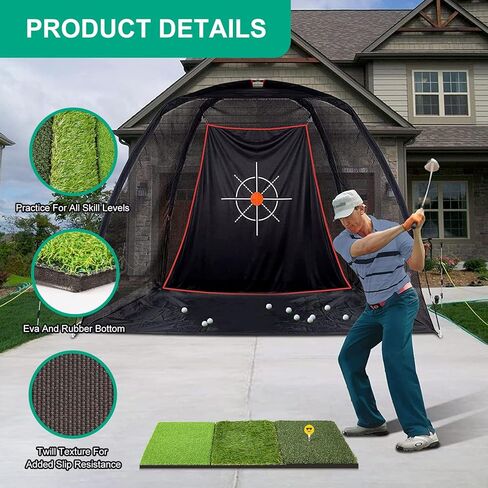 بساط ضرب الجولف ثلاثي العشب مع قاعدة شديدة التحمل، بساط تدريب الجولف مقاس 15 × 30 بوصة مثالي للتدريب الداخلي والخارجي، بساط عشب الجولف قابل للطي لتقطيع القيادة في الفناء الخلفي in Kuwait