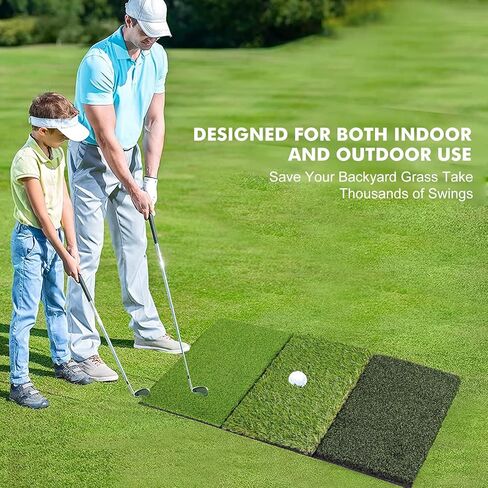 بساط ضرب الجولف ثلاثي العشب مع قاعدة شديدة التحمل، بساط تدريب الجولف مقاس 15 × 30 بوصة مثالي للتدريب الداخلي والخارجي، بساط عشب الجولف قابل للطي لتقطيع القيادة في الفناء الخلفي in Kuwait