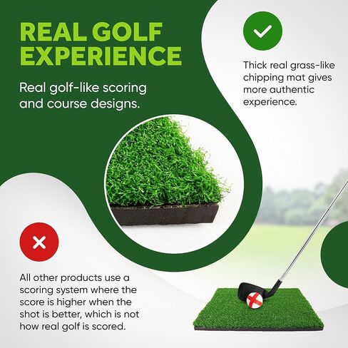 لعبة SuiMono Golf Chipping - سجادة جولف مزدوجة الجوانب، تصميم ملعب جولف واقعي ونظام تسجيل، تتضمن نادي بطول قابل للتعديل - بساط جولف سميك يشبه العشب للعبة جولف عائلية داخلية/خارجية in Kuwait
