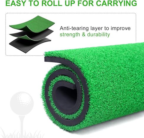 Golf Mat, Thicken Golf Hitting Mat, Artificial Turf Practice Mat with Golf Tee for Outdoor & Indoor Training Swing & Chipping in Backyard, Garage, Basement, Range, Golf Simulator in Saudi Arabia