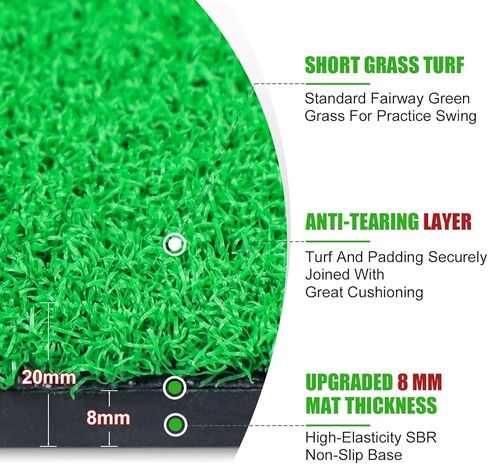 Golf Mat, Thicken Golf Hitting Mat, Artificial Turf Practice Mat with Golf Tee for Outdoor & Indoor Training Swing & Chipping in Backyard, Garage, Basement, Range, Golf Simulator in Kuwait