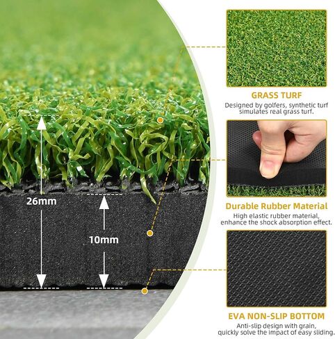 DWVO Golf Hitting Mat 5×4ft Golf Mat with 4 Velcro Interchangeable Inserts 21MM/26MM Golf Training Mats Anti-Slip Bottom Artificial Turf Golf Practice Mats for Indoor Outdoor in Saudi Arabia