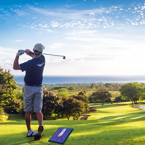 بساط تدريب الجولف من TeeTime - في انتظار الحصول على براءة اختراع - مدرب تأرجح متعدد الاستخدامات مع أسطح قابلة للتبديل، تصميم ترتر مزدوج اللون - مثالي لتدريب الجولف في الأماكن المغلقة/الخارجية - يتضمن مشبك حمل in Kuwait