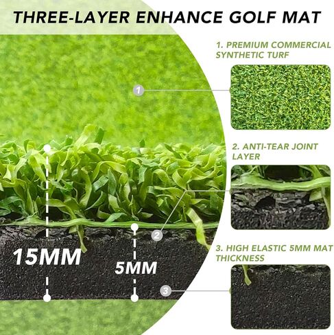 بساط الجولف، بساط ضرب الجولف مقاس 5 × 4 أقدام مع 16 كرة جولف إسفنجية و9 تي شيرت جولف، سجادات جولف من العشب الصناعي للتمرين في الهواء الطلق، سمك قياسي in Kuwait