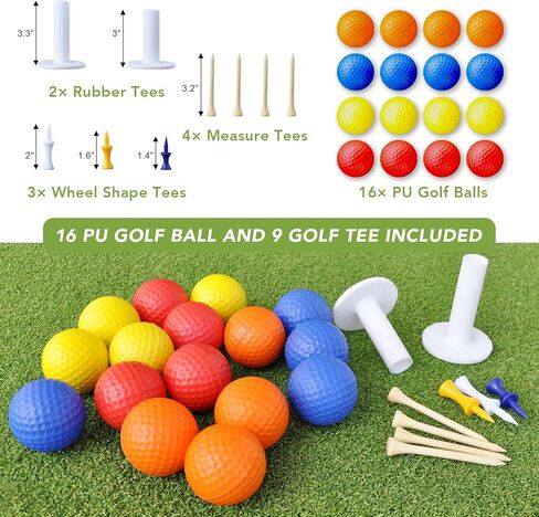 بساط الجولف، بساط ضرب الجولف مقاس 5 × 4 أقدام مع 16 كرة جولف إسفنجية و9 تي شيرت جولف، سجادات جولف من العشب الصناعي للتمرين في الهواء الطلق، سمك قياسي in Kuwait