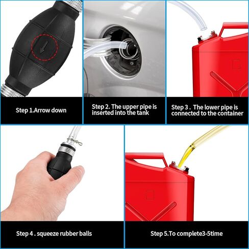 Siphon Pump for Gasoline, Fuel Transfer Siphon Pump, Manual Gasoline Siphon Hose Pump, High Flow Hand Fuel Pump With 2m Hose, for Gas Petrol Diesel Oil Liquid Water Fish Tank in Kuwait