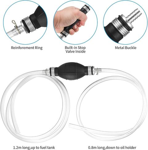 Siphon Pump for Gasoline, Fuel Transfer Siphon Pump, Manual Gasoline Siphon Hose Pump, High Flow Hand Fuel Pump With 2m Hose, for Gas Petrol Diesel Oil Liquid Water Fish Tank in Kuwait