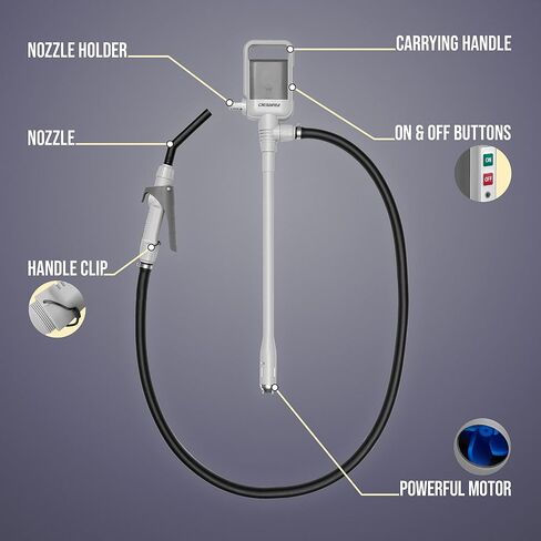 DEWAY Automatic Fuel Transfer Pump with Auto-Stop, 3X More Powerful D Battery Powered, Extra Long Hose Fits All Size Cans, Portable Liquid Pump Transfers at 2.3 Gal/Minute in Saudi Arabia