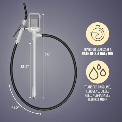 DEWAY Automatic Fuel Transfer Pump with Auto-Stop, 3X More Powerful D Battery Powered, Extra Long Hose Fits All Size Cans, Portable Liquid Pump Transfers at 2.3 Gal/Minute in Saudi Arabia