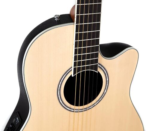 Applause Traditional AB24-2S Mid Cutaway Electric Guitar (selected spruce top, mid-depth Lyrachord body, incl. 3-band EQ and tuner, scale length: 643 mm, nut width: 42.8 mm), Ruby Red Satin in Saudi Arabia