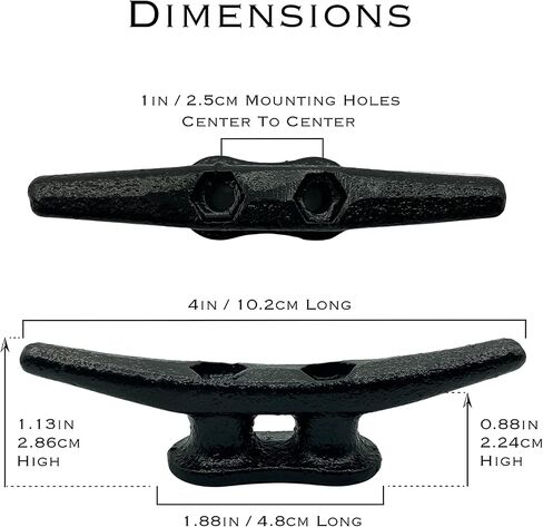 ZUJARA 4 بوصة مرابط القارب الأسود، 5 عبوات من الحديد الزهر المطلي بالكهرباء باللون الأسود للتطبيقات البحرية أو الزخرفية in Kuwait