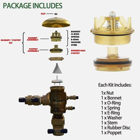 Bonnet and Poppet Repair Kit 765-1 for Febco 1" & 1-1/4" Pressure Vacuum Breaker Backflow Preventer Replacement Part# 905-212 in Saudi Arabia