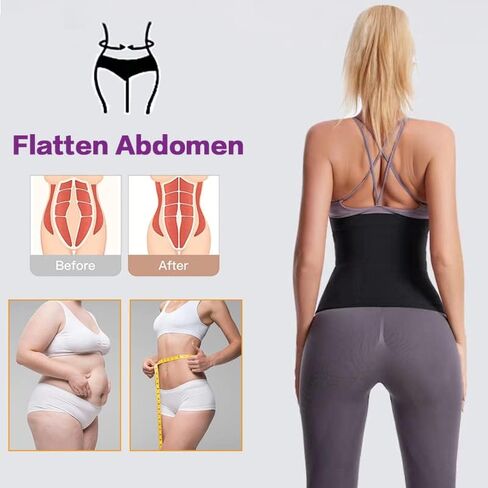 Wrap Waist Trainer for Women Waist Wraps for Stomach Snatch Me Up Bandage Tummy Wrap Invisible Plus Size Trimmer Belt Sweat Body Shaper Snatcher 19.6ft Black in Saudi Arabia