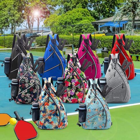 ZOEA Pickleball Bag, Sport Pickleball Sling Bag for Women Man, Adjustable Pickleball Backpack with Fence Hook Water Bottle Holder, Fits 4 Paddles and All Your Other Gear in Saudi Arabia
