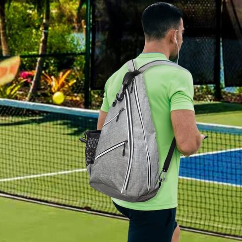 ZOEA Pickleball Bag, Sport Pickleball Sling Bag for Women Man, Adjustable Pickleball Backpack with Fence Hook Water Bottle Holder, Fits 4 Paddles and All Your Other Gear in Saudi Arabia