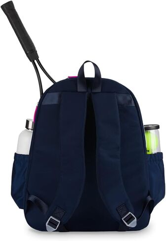 Ame & Lulu Courtside 2.0 Tennis Backpack - Padded & Adjustable Straps - Contains Two Exterior Water Bottle Pockets - Navy in Saudi Arabia