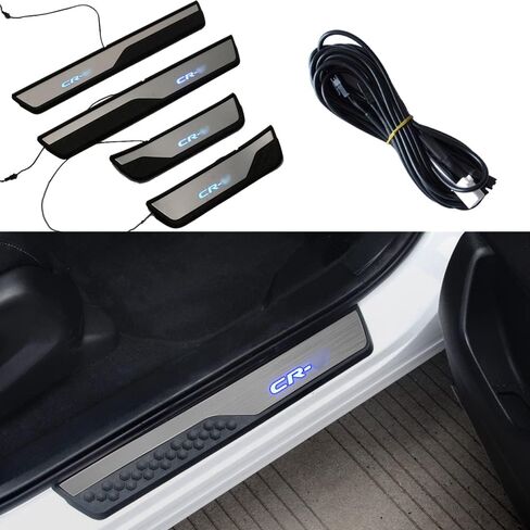 4Pcs LED Stainless Steel Car Door Sill Scuff Plate Guard Sills for Honda CRV 2017-2025 Automotive Door Entry Guard Protector Trim in Saudi Arabia