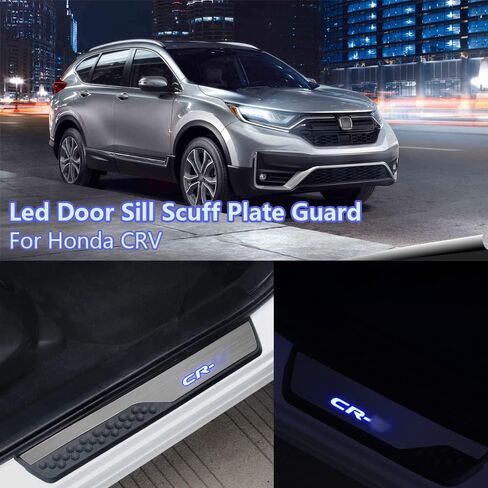4Pcs LED Stainless Steel Car Door Sill Scuff Plate Guard Sills for Honda CRV 2017-2025 Automotive Door Entry Guard Protector Trim in Saudi Arabia