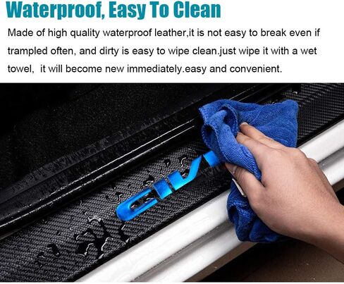 LEXLEY For Honda 2005-2023 2024 4-Door CIVIC Carbon Fiber Style Leather Door Sill Protector Anti-Dirty Scuff Plate Cover Guard Sills Protector Trim,Welcome Pedal Protect 4PCS -BLUE in Kuwait