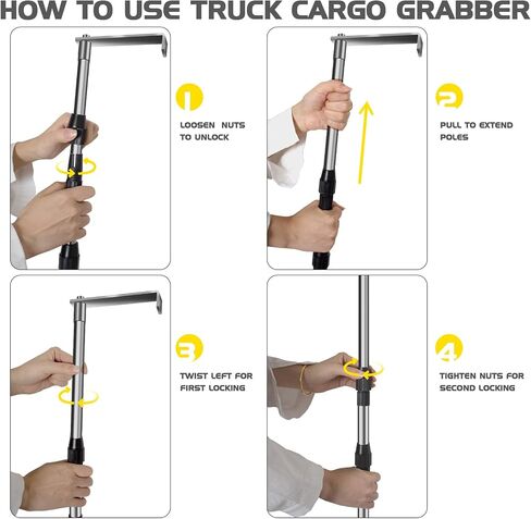 DOFIMATE Cargo Grabber Pickup Truck Bed، 6.3 FT Truck Cargo Retriever، ملحقات الشاحنات الثقيلة عمود سحب تلسكوبي مع خطافين in Saudi Arabia