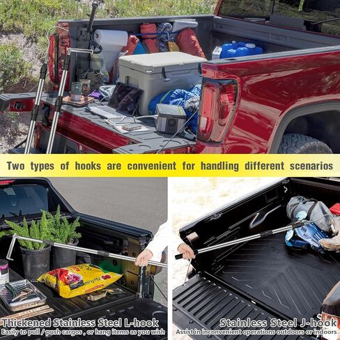 DOFIMATE Cargo Grabber Pickup Truck Bed، 6.3 FT Truck Cargo Retriever، ملحقات الشاحنات الثقيلة عمود سحب تلسكوبي مع خطافين in Saudi Arabia