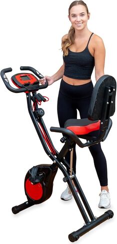 YYFITT 3-In-1 Folding Exercise Bike, Stationary Bikes for Home with Arm Workout Bands, Indoor Fitness Bike with 16 Levels Magnetic Resistance, Fully Support Back Pad and Phone/Tablet Holder, 2-in-1 Bike Frame in Saudi Arabia