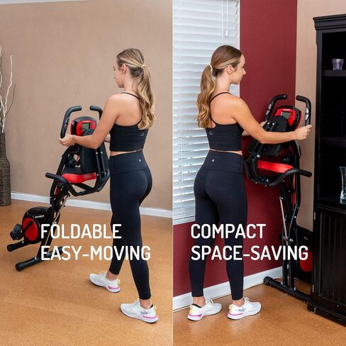 YYFITT 3-In-1 Folding Exercise Bike, Stationary Bikes for Home with Arm Workout Bands, Indoor Fitness Bike with 16 Levels Magnetic Resistance, Fully Support Back Pad and Phone/Tablet Holder, 2-in-1 Bike Frame in Saudi Arabia