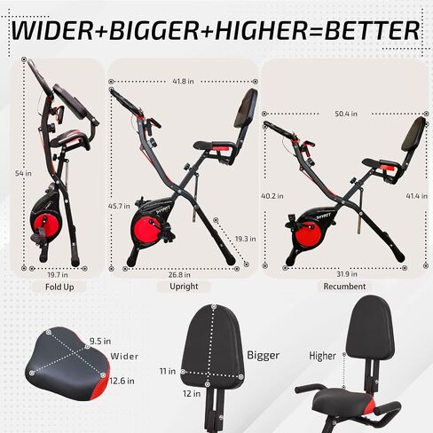 YYFITT 3-In-1 Folding Exercise Bike, Stationary Bikes for Home with Arm Workout Bands, Indoor Fitness Bike with 16 Levels Magnetic Resistance, Fully Support Back Pad and Phone/Tablet Holder, 2-in-1 Bike Frame in Saudi Arabia