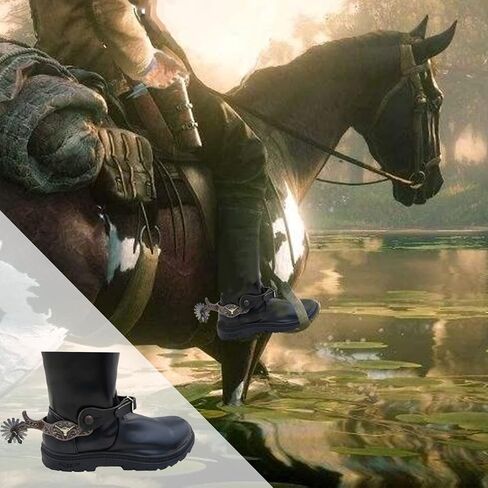 Centmehr Western Antiqued Spurs with German Silver Hand Engraved Trims and Rowel with Jingle Bobs in Kuwait