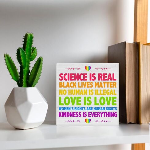 Feminism Signs Women's Rights Wooden Box Sign Colorful Feminism Quote Desk Decorative Wooden Sign Home Office Decor for Desk Table Shelf 5 x 5 Inches in Saudi Arabia
