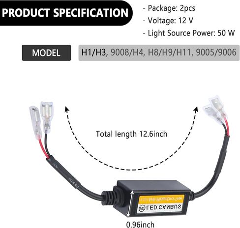 2PCS Headlight Canbus Decoder,H1/H3 LED Load Resistors Anti Flicker Harness,Universal Car Accessories Hyper Flash Resistor LED Blinker Resistor for Most Cars Trucks SUVs (H1/H3) in Saudi Arabia