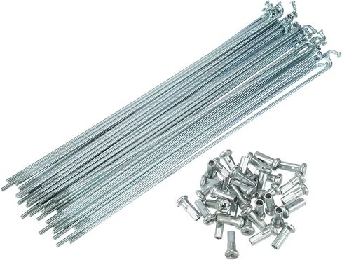 X AUTOHAUX 36pcs 14G J Bend Bicycle Steel Spokes Cycle Spokes with Brass Nipples Steel Spokes in Kuwait