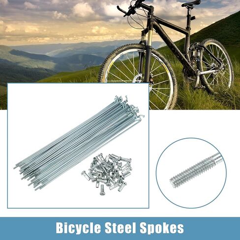 X AUTOHAUX 36pcs 14G J Bend Bicycle Steel Spokes Cycle Spokes with Brass Nipples Steel Spokes in Kuwait