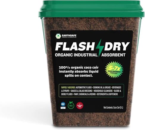 دلو FlashDry سعة 5 لتر من مادة فائقة الامتصاص للانسكاب، عضوي 100% صديق للبيئة - للزيوت والطلاء والشحوم والمزيد في الكراجات والمطابخ وأطقم النظافة، أكثر أمانًا وفعالية من فضلات الطين in Saudi Arabia