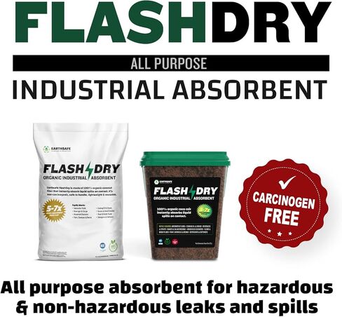 دلو FlashDry سعة 5 لتر من مادة فائقة الامتصاص للانسكاب، عضوي 100% صديق للبيئة - للزيوت والطلاء والشحوم والمزيد في الكراجات والمطابخ وأطقم النظافة، أكثر أمانًا وفعالية من فضلات الطين in Saudi Arabia